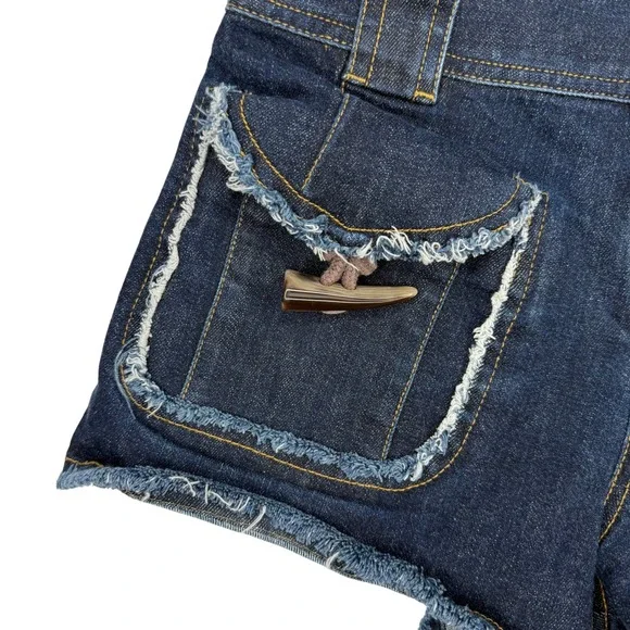 Derek Lam 10 Crosby Denim Shorts Women 0 Blue Toggle Pocket Frayed Hem High Rise - Picture 10 of 10